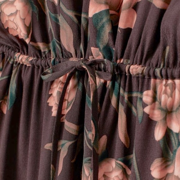 Johanna Ortiz x H&M Floral Maxi Dress with Ruffled Statement Sleeves Brown XS - Picture 8 of 14